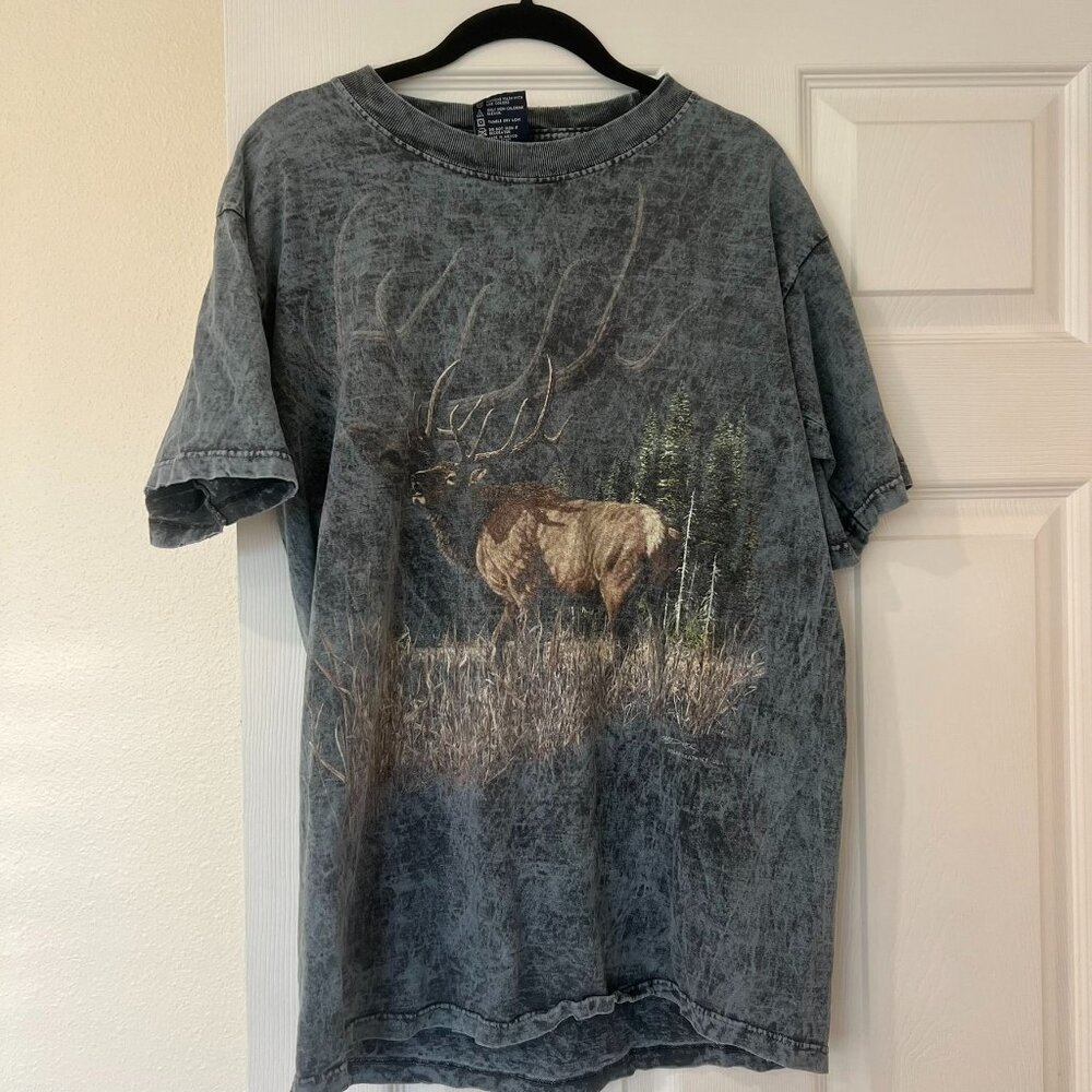 Rare Vintage Tie Dye Yellowstone Animal Graphic T-Shirt 1990s Size Medium